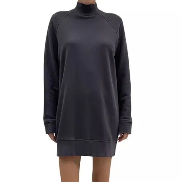 ATM NEW NWT Gray Mock Neck Sweatshirt Dress - Picture 4 of 9